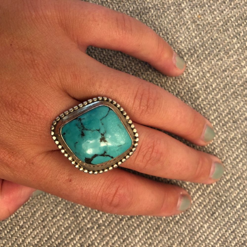 Vintage Southwestern Sterling + Turquoise Ring